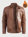 SHEIN Men Teddy Lined PU Leather Jacket