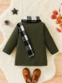 Baby Boy Dual Pocket Lapel Neck Coat & Scarf Without Sweater