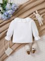 Baby Girl Ruffle Trim Flare Sleeve Button Front Blouse