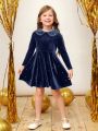 SHEIN Little Girls' Chic Elegant Solid Color Dress