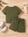 Infant Boys' Color Block Top And Solid Shorts Set