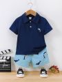 Toddler Boys Dolphin Embroidery Polo Shirt & Shorts