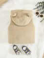 SHEIN Baby Boy 1pc Bear Embroidery 3D Ear Design Hooded Fleece Vest Coat