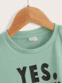 SHEIN Kids EVRYDAY Young Boy Casual Letter Print T-Shirt