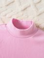 Little Girls' Simple Stand Collar Slim Fit Base Shirt, Spring/Fall
