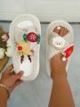 Women's Cross Band Christmas Reindeer Decoration Thick Sole Outdoor/indoor House Slippers