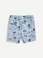 Cozy Cub Infant Boys' Cartoon Animal Pattern Printed Short Sleeve Top And Casual Shorts Home Wear 2pcs/Set