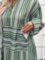 SHEIN VCAY Striped Print Split Thigh Dress