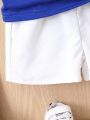 Baby Boys' Slogan Printed Casual T-Shirt And Shorts Outfit Set