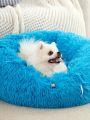 PETSIN Blue Plush & Washable Pet Bed Round Cushion, Suitable For Cats And Dogs For Deep Sleep And Warmth