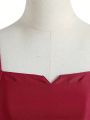 Solid Color Square Neckline French Vintage Flare Sleeve Dress