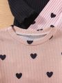 SHEIN Kids KDOMO Toddler Girls' Minimalist Cute Comfortable Basic 3pcs T-Shirt Set