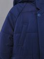 SHEIN Young Boy 1pc Raglan Sleeve Hooded Puffer Coat