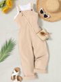 SHEIN Kids EVRYDAY Tween Girl Solid Tank Top & Overall Jumpsuit Without Bag