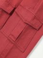 Solid Color Utility Denim Pants For Tween Boys