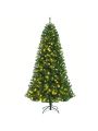 Costway 7ft Pre-lit Hinged Christmas Tree w/ Remote Control & 9 Lighting Modes