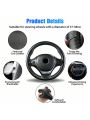 Car Steering Wheel Cover Anti-slip Hand Sewing DIY Leather Protective Cover with Needle Thread Accessories Universal 15 inch Wheel Cover for Car Truck Accessories