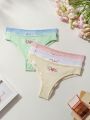 SHEIN Women's 5pcs Triangle Panties Set With Letter Print