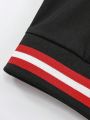 Men's Black & Red Colored Baseball Jacket