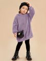 SHEIN Kids EVRYDAY Young Girl Drop Shoulder Teddy Hoodie Without Bag