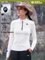 In My Nature Women's Sun Protection Long Sleeve Stand Collar Half Zipper Top
