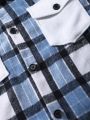 Manfinity Homme Men's Plus Size Grid Pattern Long Sleeve Casual Shirt Jacket