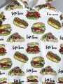 SHEIN Boys' Cute And Comfortable Hamburger Pattern Hooded Sweatshirt