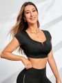 SHEIN Daily&Casual Solid Color Short Sleeve Sporty T-shirt