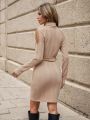 SHEIN Clasi Cold-Shoulder Belted Women'S Dress
