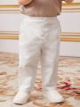 SHEIN Infant Boys' Elastic Waist Decorative Button Casual Jogger Pants
