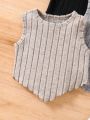 SHEIN Kids CHARMNG Girls' Round Neck Ribbed Knit Vest Tops, 3pcs