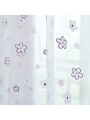 Printed Tulle Window Sheer Curtains Rod Pocket Transparent Tulle Window Floral Drape Panel Window Screen for Window Bedroom Balcony Living Room Kitchen 78.7
