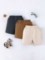 SHEIN 3pcs/set Toddler Boys' New Formal & Leisure Solid Color Shorts, Cool & Comfortable For Spring And Summer