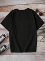 Teen Girls' Casual Slogan & Basketball Pattern Short Sleeve T-Shirt Suitable For Summer
