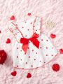 PETSIN White Formal Dress, Red Love Heart Princess Skirt And Red Bowknot Dog/Cat Apparel For Pet Dressing Up