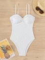 SHEIN Swim Chicsea Solid Color Textured One-piece Swimsuit