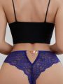 Floral Lace Heart Ring Linked Cut Out Back Lace Panty