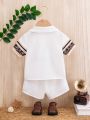 Baby Boys' Casual Comfortable Flower Printed Short Sleeve Shirt And Loose Fit Shorts Set