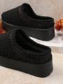 Women'S Black Thick Bottom Warm Loafers