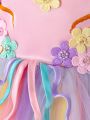 Toddler Girls' Petal Decorated Ribbon & Long Train Formal Dress