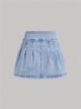 SHEIN Teen Girls' Casual Pleated Denim Skirt