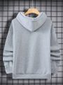 Men'S Warm Hooded Sweatshirt With Letter Print And Lining