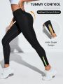 SHEIN Running Color Block Yoga Leggings With Ankle Zippers And Functionality Design