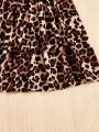SHEIN Kids SUNSHNE Young Girl Leopard Print Ruffle Trim Dress & Headband
