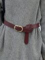 DAZY Burgundy PU Leather Buckle Belt
