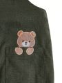 Cozy Cub Baby Boy Casual Versatile Embroidered Bear Embroidered Patch Pocket Overalls Trousers