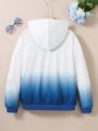 Teen Girl Gradient Color Hoodie With Letter Print