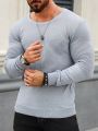 Men's Solid Color Loose Fit Casual Sweater With Round Neck