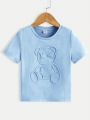 SHEIN Kids QTFun Young Boy Bear Embossed Short Sleeve T-Shirt