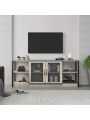 TV Stand for 65+ Inch TV, Farmhouse TV Stand with Mesh Door, Entertainment Center with Sorage For Living Room, Grey